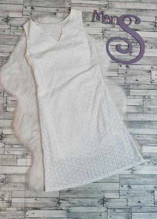 Женское летнее белое платье перфорация с подкладом размер 44 s4 фото