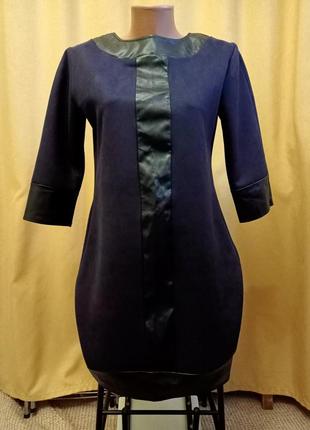 Платье- туника из экозамши с вставками экокожи 48 размера