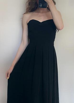 Вечернее черное платье в пол длинное выпускное платье