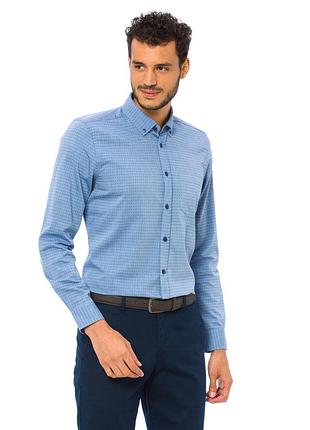 Чоловіча сорочка блакитна lc waikiki / лз вайкікі з синіми гудзиками