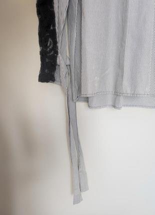 Блуза zara с кружевом и завязками на рукавах3 фото