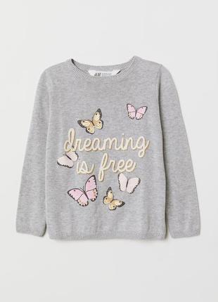 Сірий джемпер з метеликами h&m р. 4-6 років