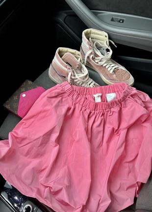 Шикарна яскрава малинова пишна атласна спідниця в стилі marni shirtdress pinko msgm9 фото