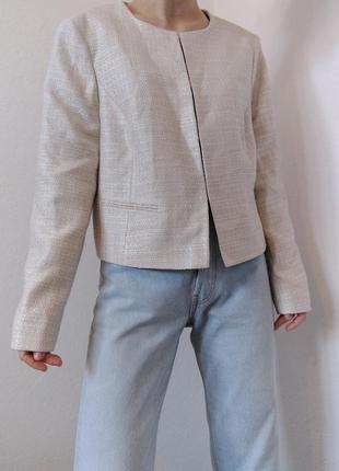 Твидовый пиджак хлопок жакет айвори jake's пиджак твид блейзер коттон жакет оверсайз твидовой жакет молочный4 фото