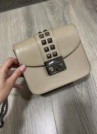 Бежевая сумка кожа