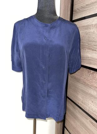 Шовкова блуза синього кольору 100% шовк