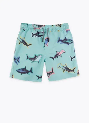 Короткие шорты плавки для плавания с принтом акулы marks&spencer1 фото