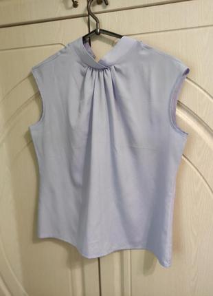 Женская лиловая блуза без рукава воротник стойка р.48/eur 404 фото