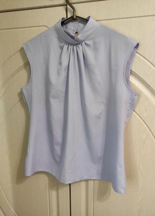 Женская лиловая блуза без рукава воротник стойка р.48/eur 401 фото