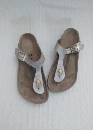 Шлепанцы, от birkenstock, серебристые, кожа