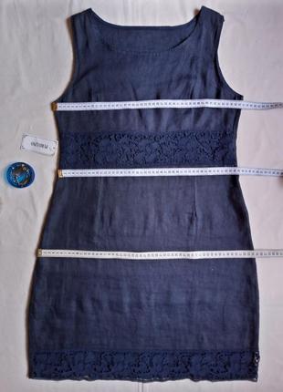 100%лен  темно синее платье пр италии8 фото