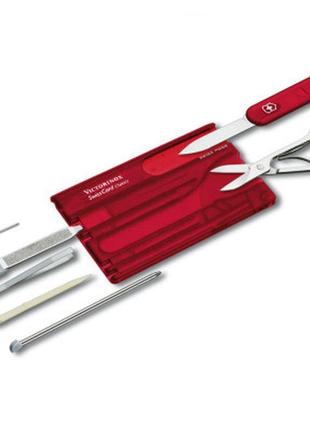 Нож victorinox swisscard transparent red blister (0.7100.tb1)