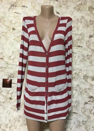 Тоненький трикотажный кардиган в полоску,вискоза!!