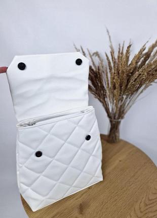 Женский стеганый белый рюкзак эко-кожа6 фото