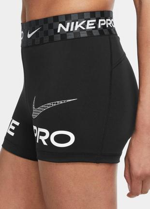 Шорти для бігу жіночі nike pro dri fit black white (арт. dx0076-010)3 фото