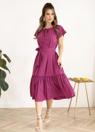 Платье миди мятное сиреневое фиолетовое3 фото