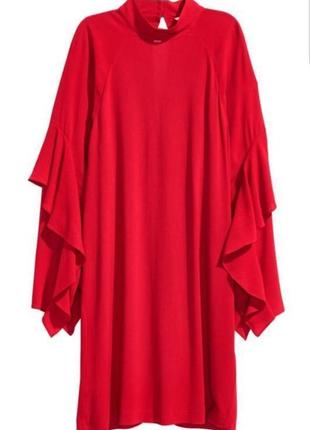 Красное платье h&amp;m с воланами.2 фото