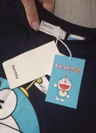 Bershka новая футболка doraemon мультяшный принт, оверсайз, oversize, котоновая, хлопковая, размер xs6 фото