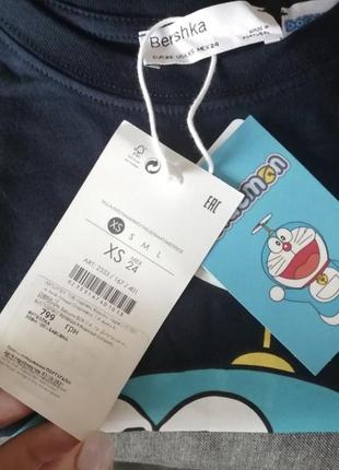 Bershka новая футболка doraemon мультяшный принт, оверсайз, oversize, котоновая, хлопковая, размер xs7 фото