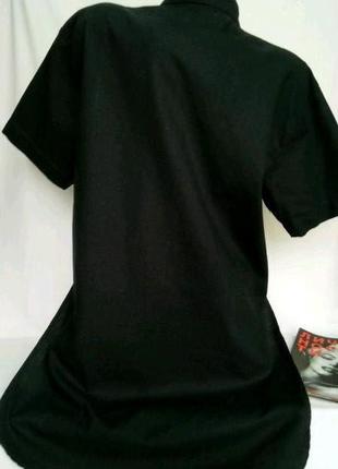 Черная рубашка-платье ,52% лен, короткий рукав, глубокий разрез, р. m/l, от more&more3 фото