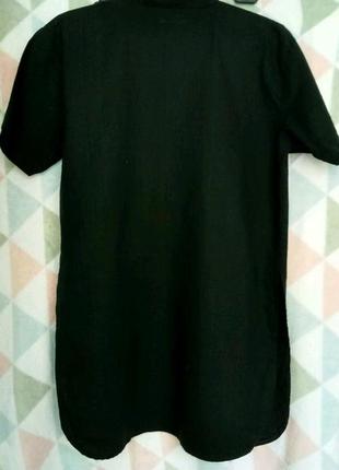 Черная рубашка-платье ,52% лен, короткий рукав, глубокий разрез, р. m/l, от more&more5 фото