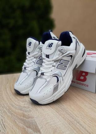 N1w balance 530 running белые с синим и серебром