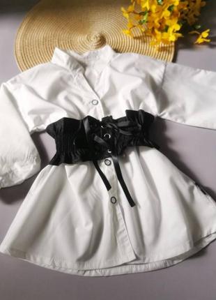Блузка-туника для девочки с поясом2 фото