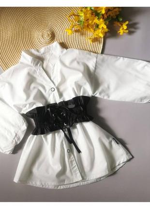 Блузка-туника для девочки с поясом3 фото