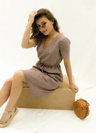 Легкое платье с поясом летнее платье из натуральной ткани3 фото
