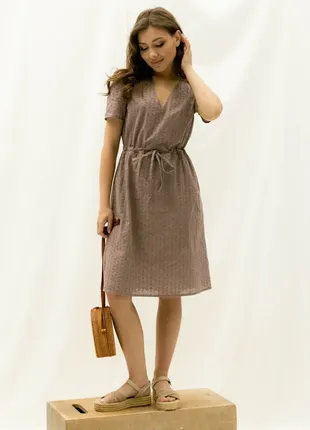 Легкое платье с поясом летнее платье из натуральной ткани5 фото