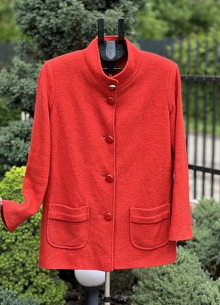 Avalon collection яркое пальто пиджак блейзер шерсть/вискоза морковное10 фото