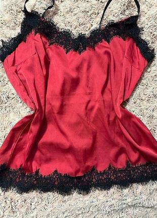 Красная майка в бельевом стиле  46-48 размер