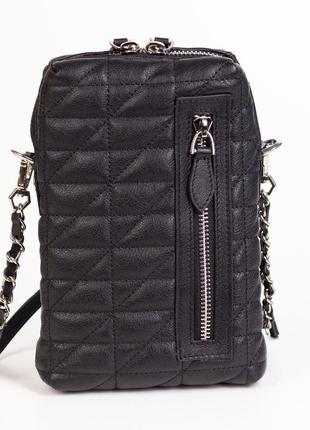 Женская маленькая кожаная сумка кросс-боди karya 2310-45 стеганая черная3 фото