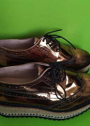 Золотистые туфли оксфорды на шнурке джутовая платформа élysèss, 377 фото
