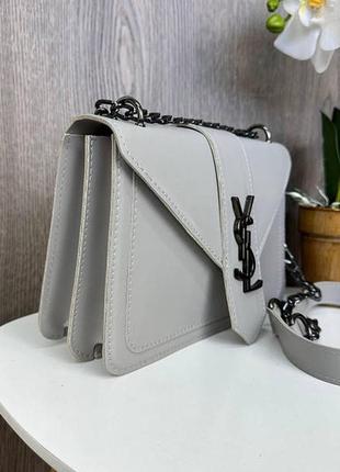 Женская мини сумочка клатч на плечо с цепочкой, маленькая сумка ysl серый5 фото