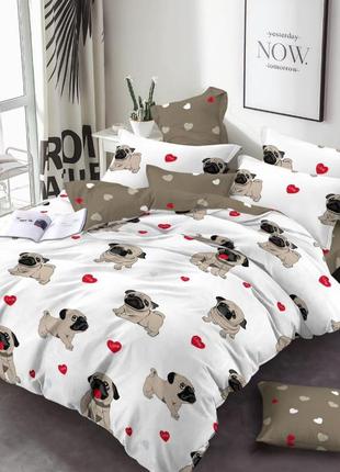 Наволочки 70х70 собаки собачки мопсы животные сердца бязь голд люкс виталина