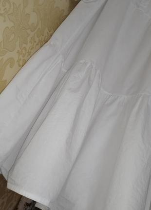 ❤️ біле довге плаття ярусне сукня максі бавовна котон рюша волан ґудзики бавовняне сарафан ліхтарики комір оверсайз4 фото