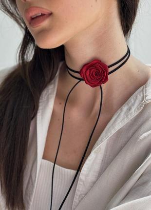 Чокер цветок из атласа d.hats бордового цвета на шнурке