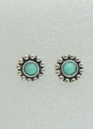 Сережки liresmina jewelry сережки-гвоздики (пусети) маргаритка блакитна сріблястий