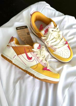 Шикарные яркие кроссовки nike sb dunk low disrupt 2 sunrise жёлтые с оранжевым