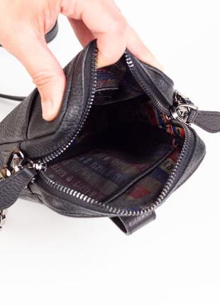 Жіноча маленька шкіряна сумка крос-боді karya 2388-45 чорна7 фото
