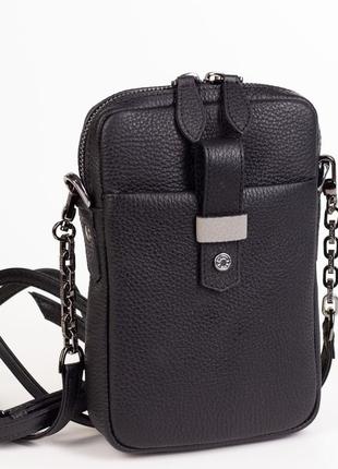 Женская маленькая кожаная сумка кросс-боди karya 2388-45 черная