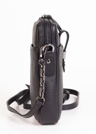 Жіноча маленька шкіряна сумка крос-боді karya 2388-45 чорна4 фото