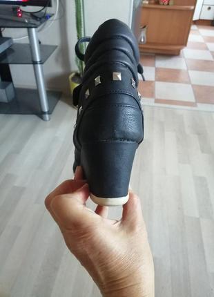 Сникерсы  ботинки на платформе чёрные10 фото