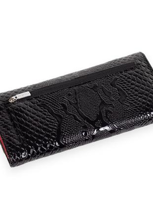 Женский кожаный кошелек karya 1146-013 черный "под рептилию"2 фото