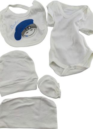 Подарочный набор костюм 0 до 4 месяцев турция в роддом новорожденного белій (нпк107)5 фото
