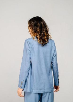 Піджак жіночий оверсайз з ґудзиками лляний блакитний modna kazka mkaz6035-34 фото