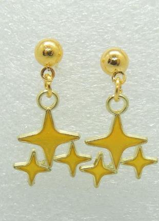 Сережки liresmina jewelry сережки-гвоздики (пусети) зорепад   2.5 см золотисті1 фото