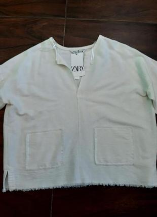 Льняная рубашка блуза zara 20234 фото