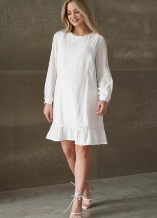 Легкое нежное платье для беременных и кормящих мам белое свободного силуэта, 4502769-б6 фото
